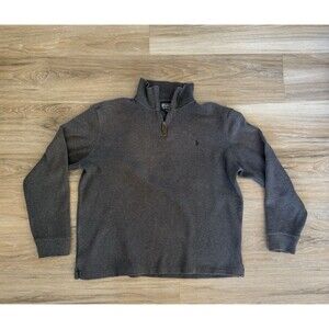 Vintage Polo Ralph Lauren quarter-zip pullover sweater-charcoal gray Y2K LARGE